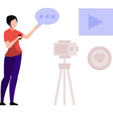 Girl making social video  Illustration