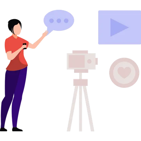 Girl making social video  Illustration