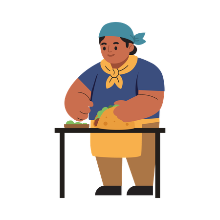 Girl making taco  Illustration