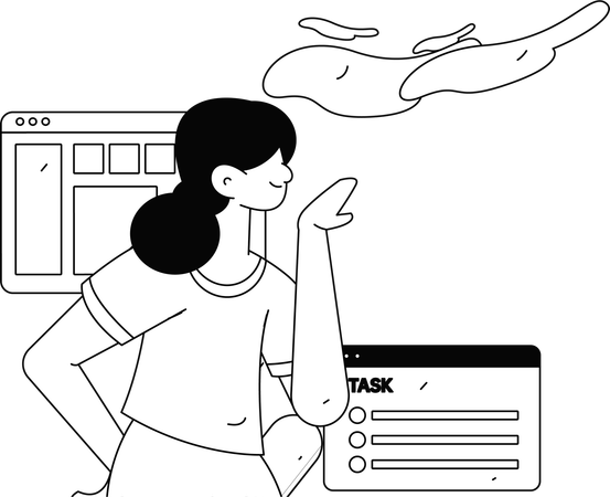 Girl making task flow  Illustration