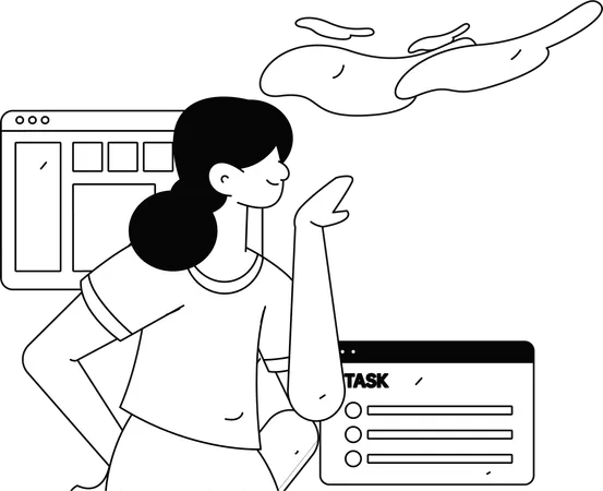 Girl making task flow  Illustration