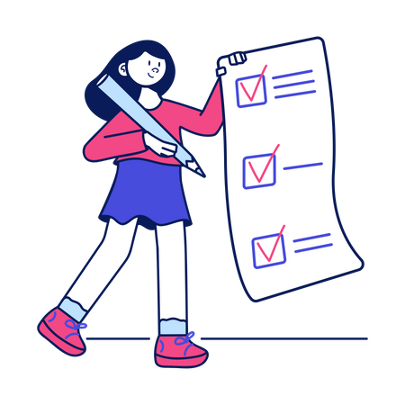 Girl making task list Illustration