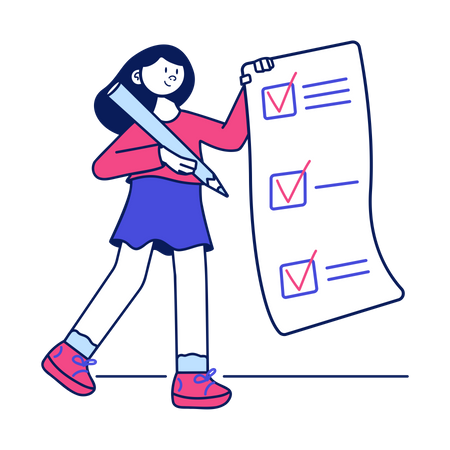 Girl making task list  Illustration