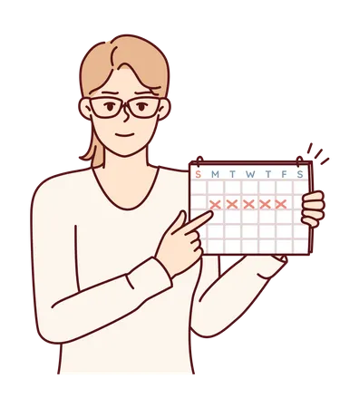 Girl making task schedule  Illustration