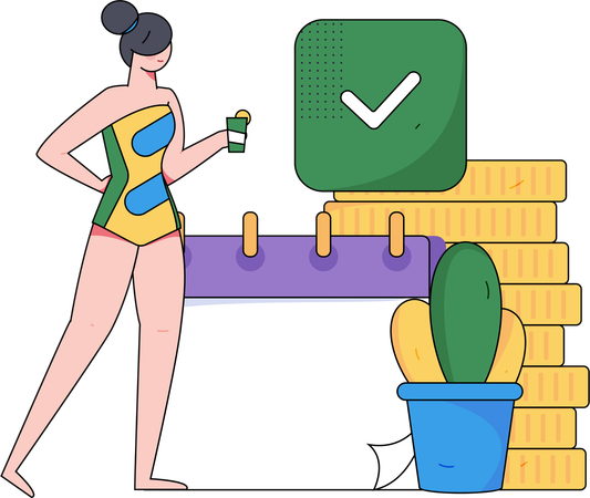 Girl making travel calendar  Illustration