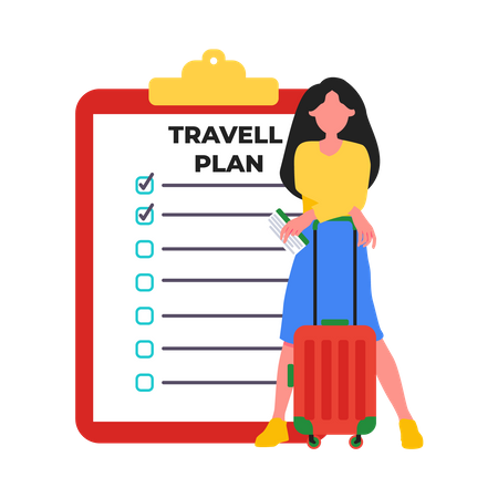 Girl making Travel Plan  Illustration