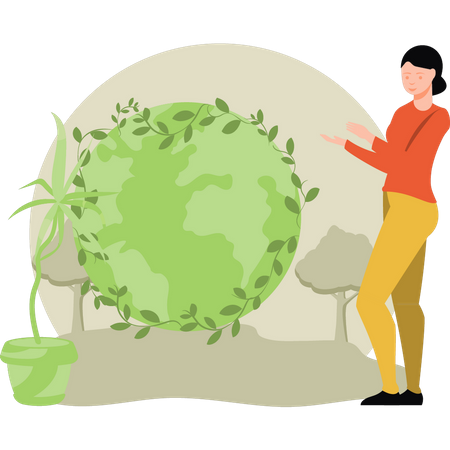 Girl making world green  Illustration