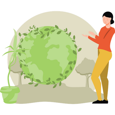 Girl making world green  Illustration