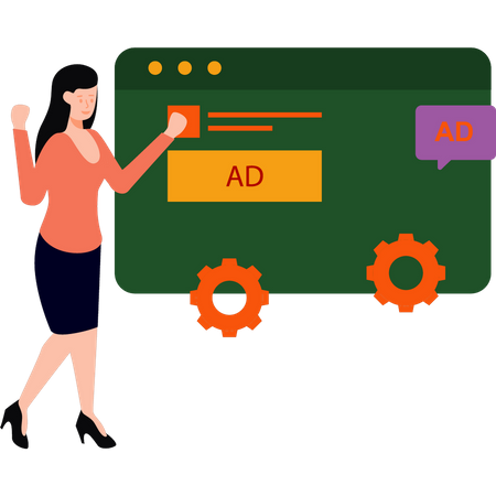 Girl managing advertising  Illustration