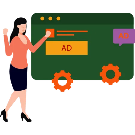 Girl managing advertising  Illustration