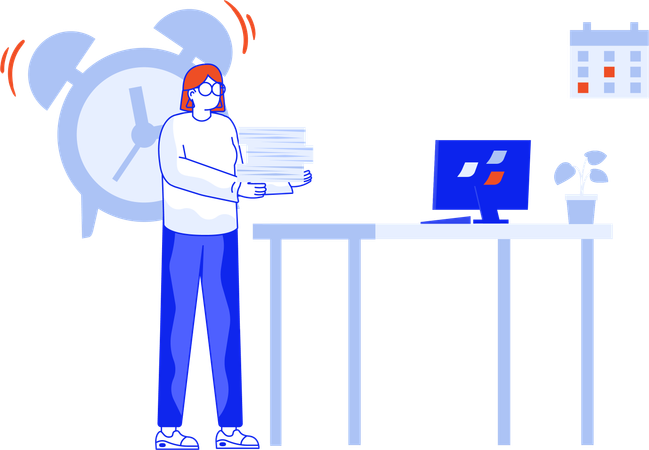 Girl managing Paper load  Illustration