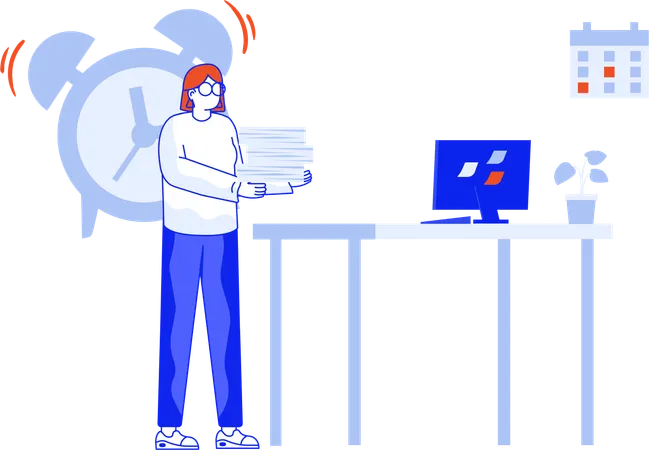 Girl managing Paper load  Illustration