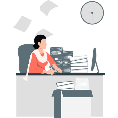 Girl managing time and work  Illustration