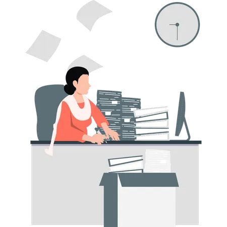 Girl managing time and work  Illustration