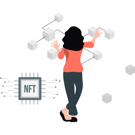 Girl mange nft networking  Illustration