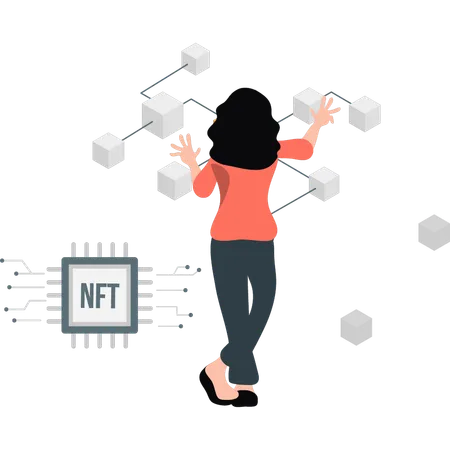 Girl mange nft networking  Illustration