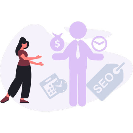 Girl  mange SEO management  Illustration