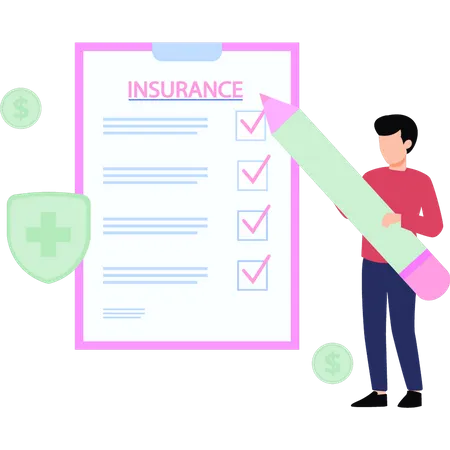The Girl Is Marking The Insurance Form Illustration