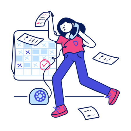 Girl marks on her calendar  Illustration