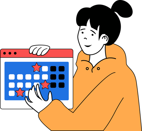 Girl marks the voting day in calendar  Illustration