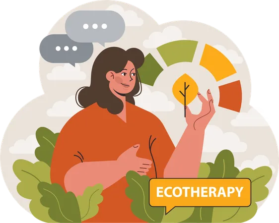 Girl measuring eco-therapy  Illustration