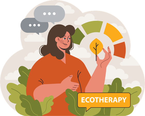 Girl measuring eco-therapy  Illustration