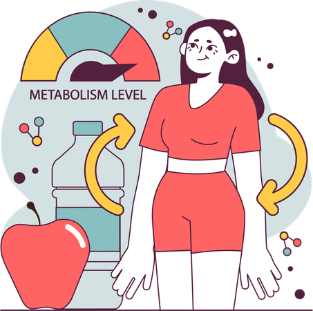 Girl measuring Metabolic level  イラスト