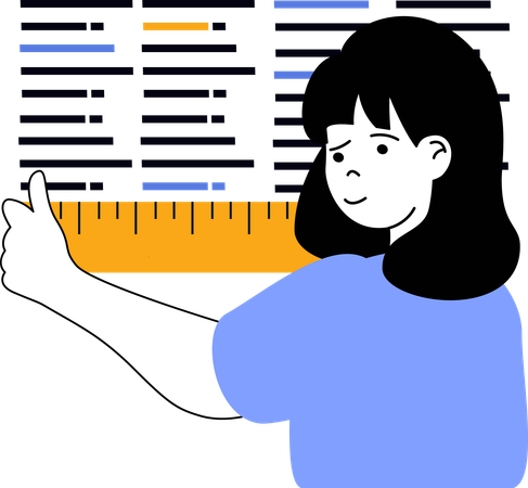 Girl measuring programming length  Illustration