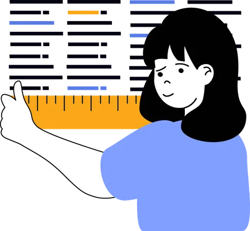 Girl measuring programming length  Illustration