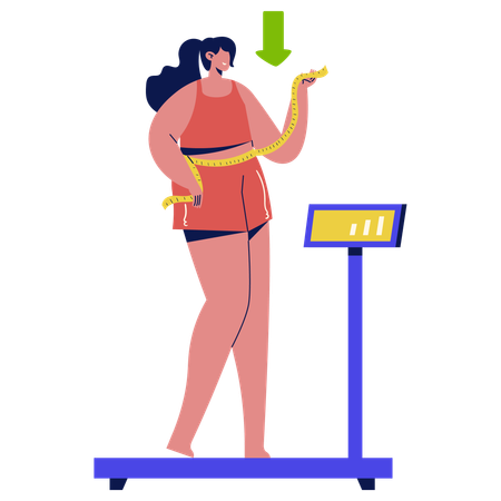 Girl measuring Weight  Illustration