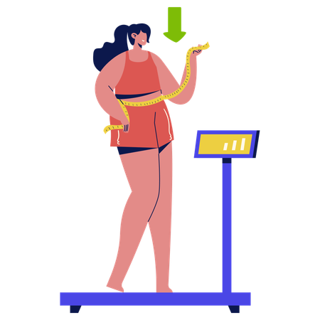 Girl measuring Weight  Illustration