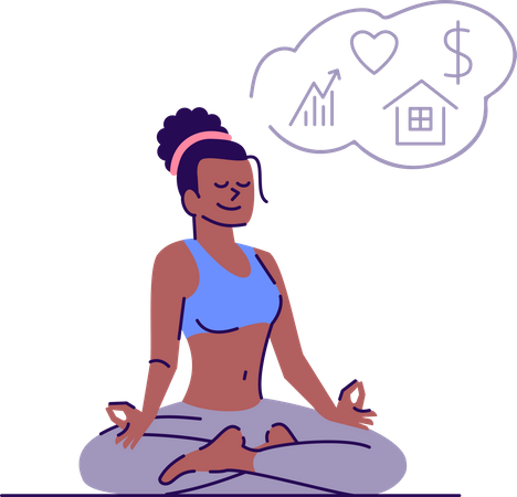Girl meditates and attracts dreams  イラスト