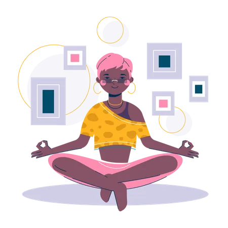 Meditation Yoga Pose Lotus Vector Illustration Illustration