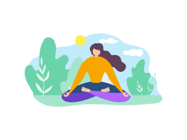 Girl Meditating at park  Illustration