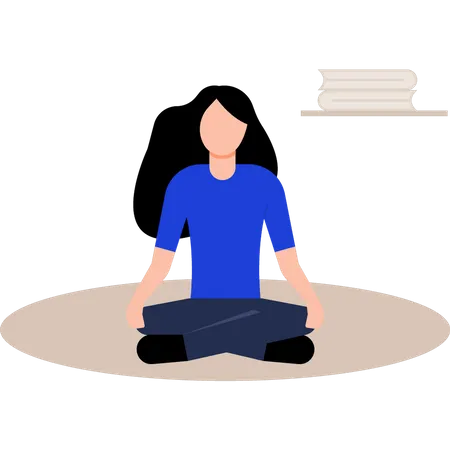 The Girl Is Meditating For Peace Of Mind Illustration
