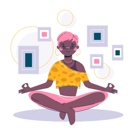 Girl meditating  Illustration