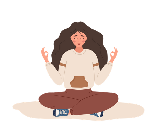 Girl Meditating  Illustration