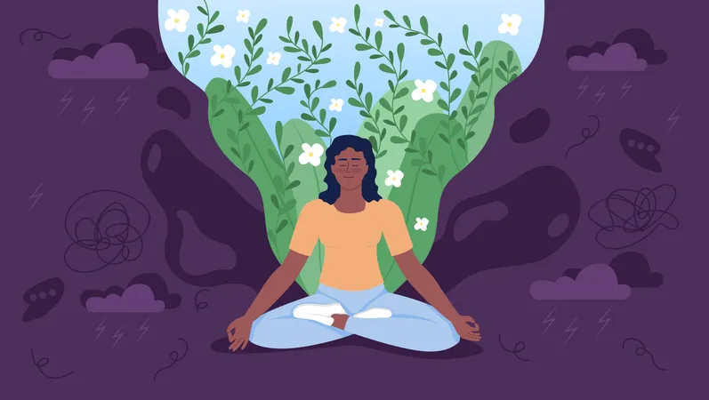 Girl meditating  Illustration