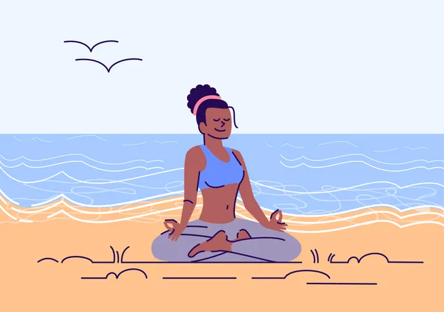 Girl meditating in lotus position Illustration