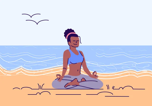 Girl meditating in lotus position  Illustration