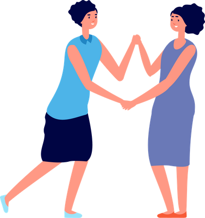 Girl meeting each other Illustration