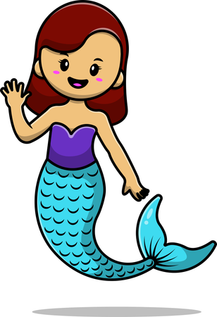 Girl Mermaid Waving Hand  Illustration