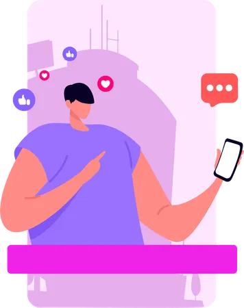 Girl Messaging At Social Media  Illustration