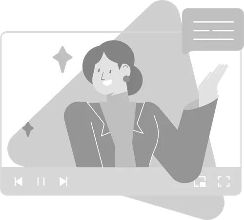 Girl Messaging With Video Content  Illustration