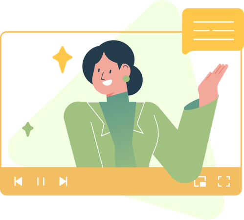 Girl Messaging With Video Content  Illustration