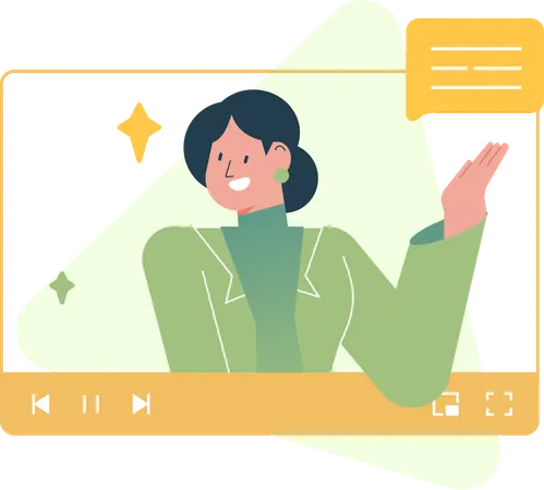 Girl Messaging With Video Content  Illustration