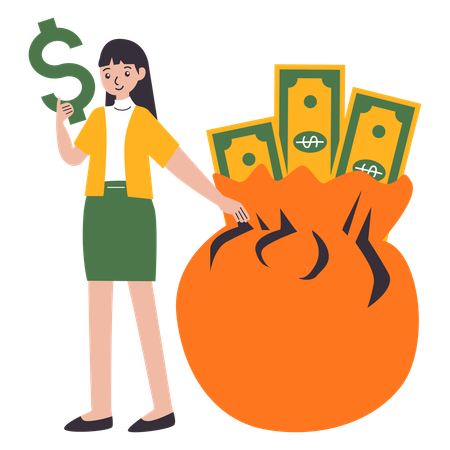 Girl Money Saving  Illustration