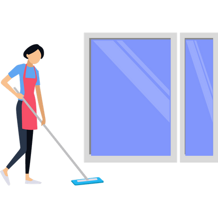 Girl mopping floor  Illustration