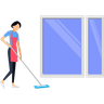 illustrations for girl mopping floor