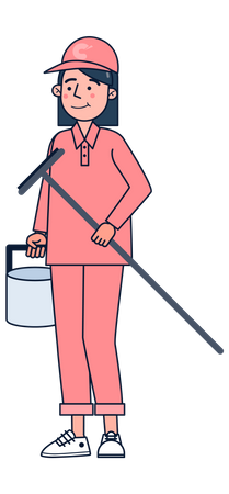 Girl mopping the floor  Illustration